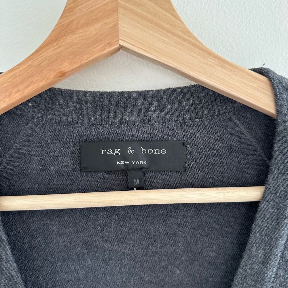Rag & Bone Wool Blend V-Neck Button Front Cardigan in Gray M - Picture 4 of 6